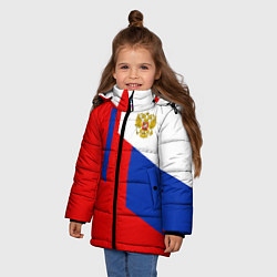 Куртка зимняя для девочки Russia: Geometry Tricolor, цвет: 3D-черный — фото 2