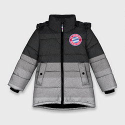 Куртка зимняя для девочки ФК Бавария: Серый стиль, цвет: 3D-черный