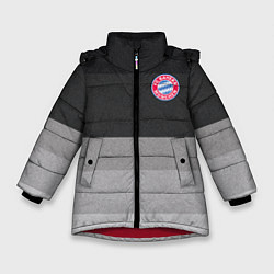 Куртка зимняя для девочки ФК Бавария: Серый стиль, цвет: 3D-красный
