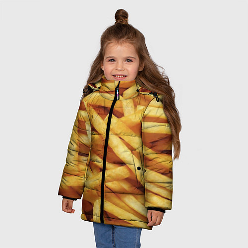 Зимняя куртка для девочки Картофель фри / 3D-Черный – фото 3