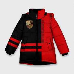 Куртка зимняя для девочки Porsche: Red Sport, цвет: 3D-черный