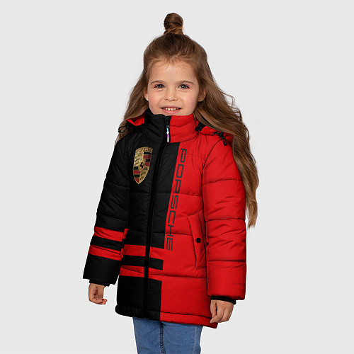Зимняя куртка для девочки Porsche: Red Sport / 3D-Черный – фото 3