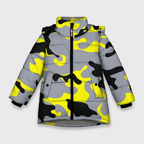 Зимняя куртка для девочки Yellow & Grey Camouflage / 3D-Светло-серый – фото 1