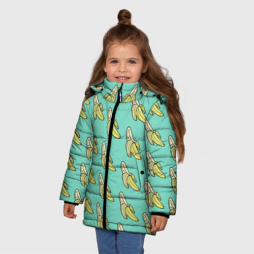 Зимняя куртка для девочки Любитель бананов / 3D-Черный – фото 3