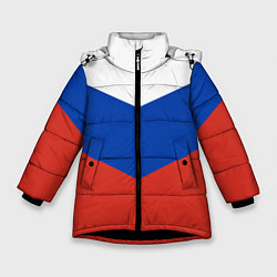 Куртка зимняя для девочки Российский триколор, цвет: 3D-черный