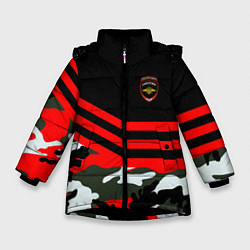 Куртка зимняя для девочки Полиция: Камуфляж, цвет: 3D-черный