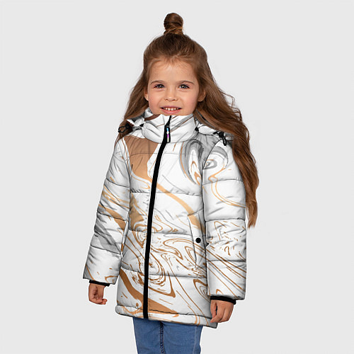 Зимняя куртка для девочки Золотой акрил / 3D-Черный – фото 3