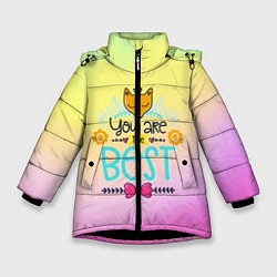 Куртка зимняя для девочки You are the best, цвет: 3D-черный