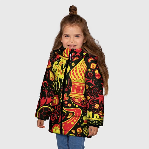 Зимняя куртка для девочки Русский мотив / 3D-Черный – фото 3