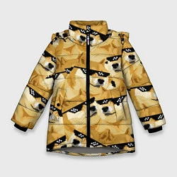 Куртка зимняя для девочки Doge: Deal with it, цвет: 3D-светло-серый