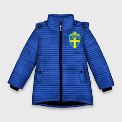 Куртка зимняя для девочки Сборная Швеции: Гостевая ЧМ-2018, цвет: 3D-черный