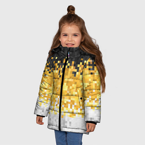 Зимняя куртка для девочки Имперский флаг пикселами / 3D-Черный – фото 3