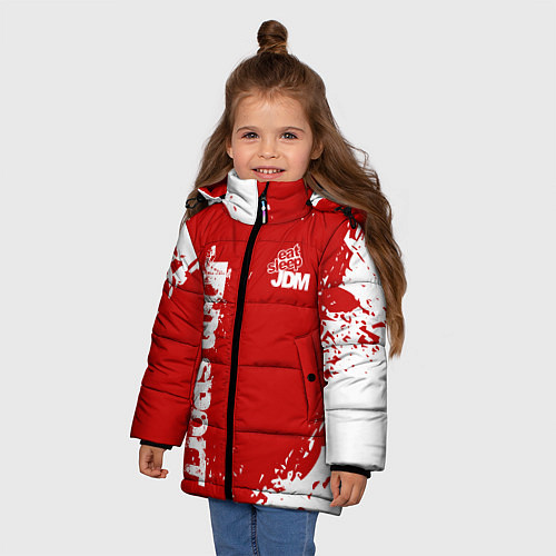 Зимняя куртка для девочки Eat Sleep JDM: Red Style / 3D-Черный – фото 3