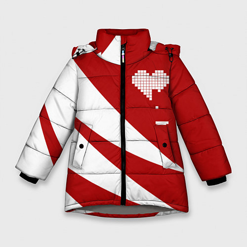 Зимняя куртка для девочки Игра в сердца / 3D-Светло-серый – фото 1