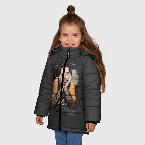 Зимняя куртка для девочки Post Malone / 3D-Черный – фото 3