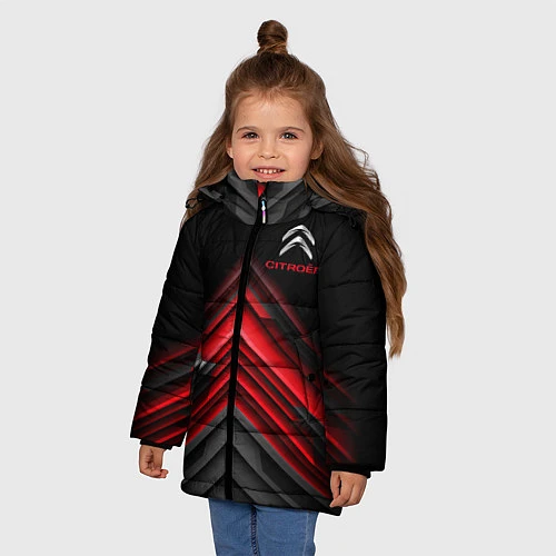 Зимняя куртка для девочки Citroen: Red sport / 3D-Черный – фото 3