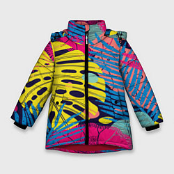 Куртка зимняя для девочки Тропическая мода, цвет: 3D-красный