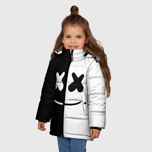 Зимняя куртка для девочки Marshmello: Black & White / 3D-Черный – фото 3