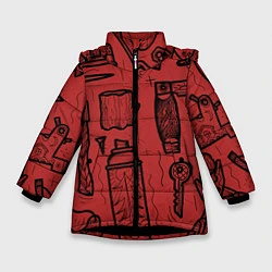 Куртка зимняя для девочки Инструменты мужика, цвет: 3D-черный