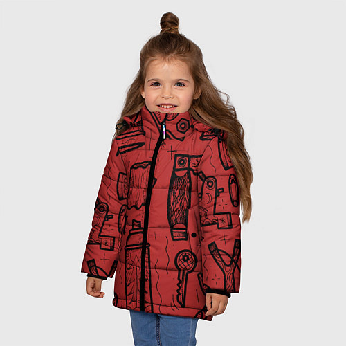 Зимняя куртка для девочки Инструменты мужика / 3D-Черный – фото 3