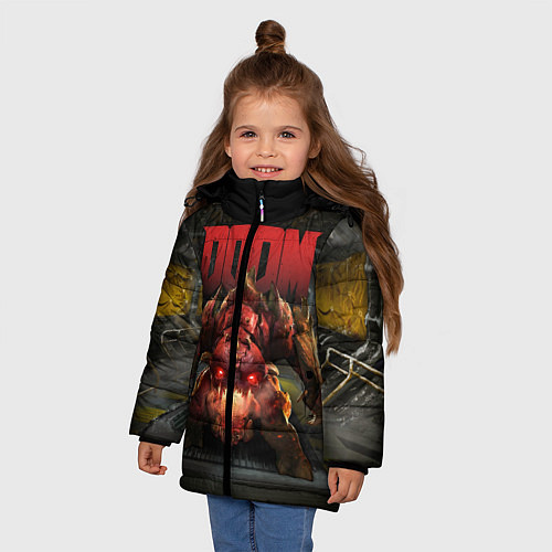 Зимняя куртка для девочки DOOM: Pinky Monster / 3D-Черный – фото 3