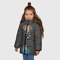 Куртка зимняя для девочки Кот в Портале, цвет: 3D-светло-серый — фото 2