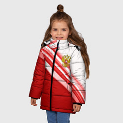 Куртка зимняя для девочки Россия: красная волна, цвет: 3D-светло-серый — фото 2