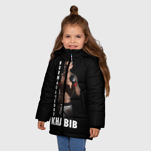 Зимняя куртка для девочки Хабиб: Дагестанский борец / 3D-Черный – фото 3