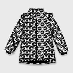 Куртка зимняя для девочки TES: White Pattern, цвет: 3D-черный