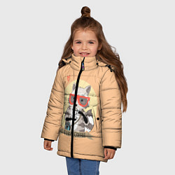 Куртка зимняя для девочки Raccoon Love Coffee, цвет: 3D-черный — фото 2