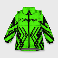 Куртка зимняя для девочки Cyberpunk 2077: Acid Green, цвет: 3D-светло-серый