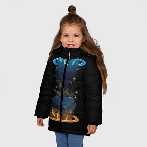 Зимняя куртка для девочки Тардис в Портале / 3D-Черный – фото 3