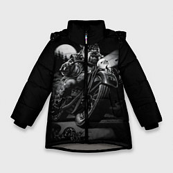 Куртка зимняя для девочки Бульдог-байкер, цвет: 3D-светло-серый