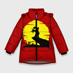 Куртка зимняя для девочки Гомер и барт, цвет: 3D-светло-серый