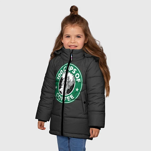 Зимняя куртка для девочки 100 cups of coffee / 3D-Черный – фото 3