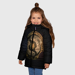 Куртка зимняя для девочки Bronze Aegis, цвет: 3D-черный — фото 2