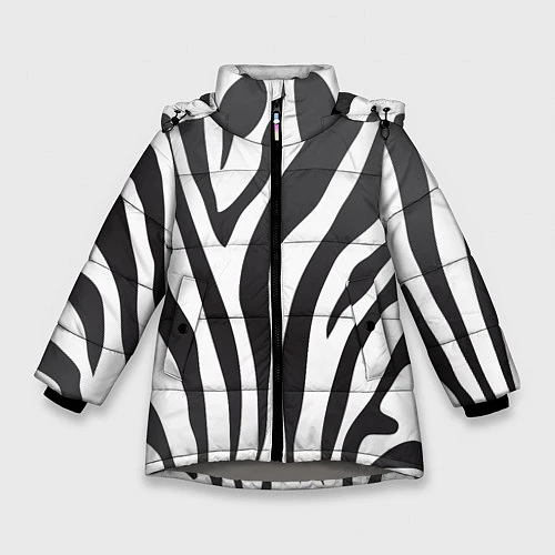 Зимняя куртка для девочки Африканская зебра / 3D-Светло-серый – фото 1