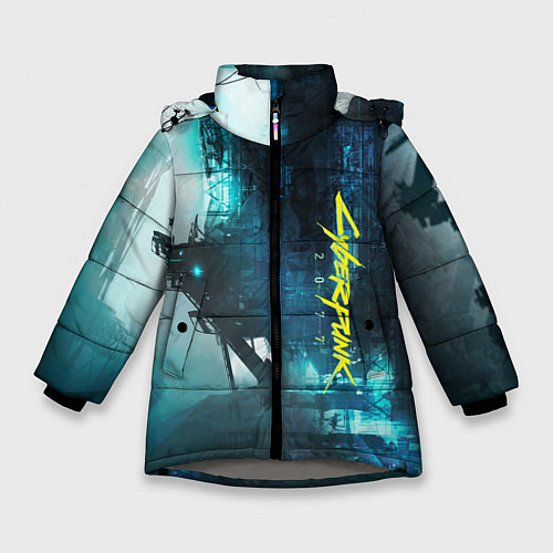 Зимняя куртка для девочки Cyberpunk 2077: Techno / 3D-Светло-серый – фото 1