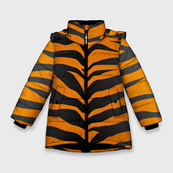 Куртка зимняя для девочки Шкура тигра, цвет: 3D-черный