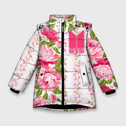 Куртка зимняя для девочки BTS: Light Roses, цвет: 3D-черный