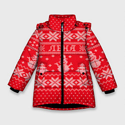 Куртка зимняя для девочки Новогодняя Лена, цвет: 3D-черный