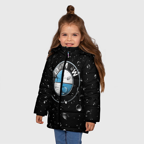 Зимняя куртка для девочки BMW под Дождём / 3D-Черный – фото 3
