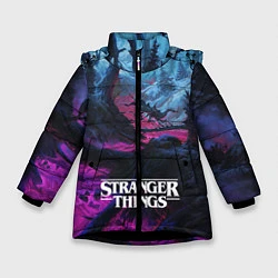 Куртка зимняя для девочки Stranger Things: Wild Wood, цвет: 3D-черный