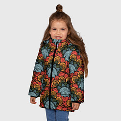 Куртка зимняя для девочки Узоры Бохо, цвет: 3D-черный — фото 2