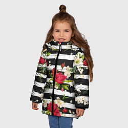 Куртка зимняя для девочки Розы и орхидеи, цвет: 3D-черный — фото 2