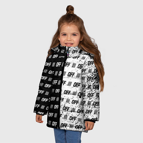 Зимняя куртка для девочки Off-White: Black & White / 3D-Черный – фото 3