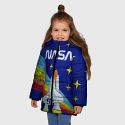 Куртка зимняя для девочки NASA: Magic Space, цвет: 3D-черный — фото 2