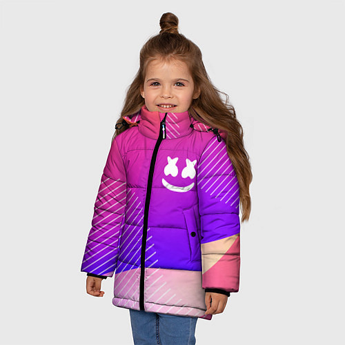 Зимняя куртка для девочки Marshmello: Colour Geometry / 3D-Черный – фото 3