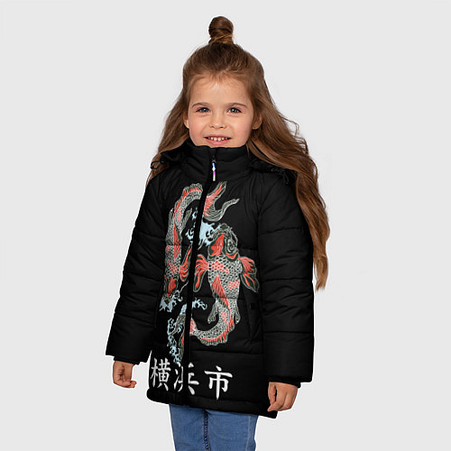 Зимняя куртка для девочки Иокогама / 3D-Черный – фото 3