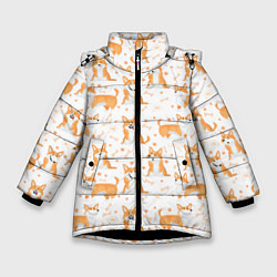 Куртка зимняя для девочки Вельш Корги, цвет: 3D-черный
